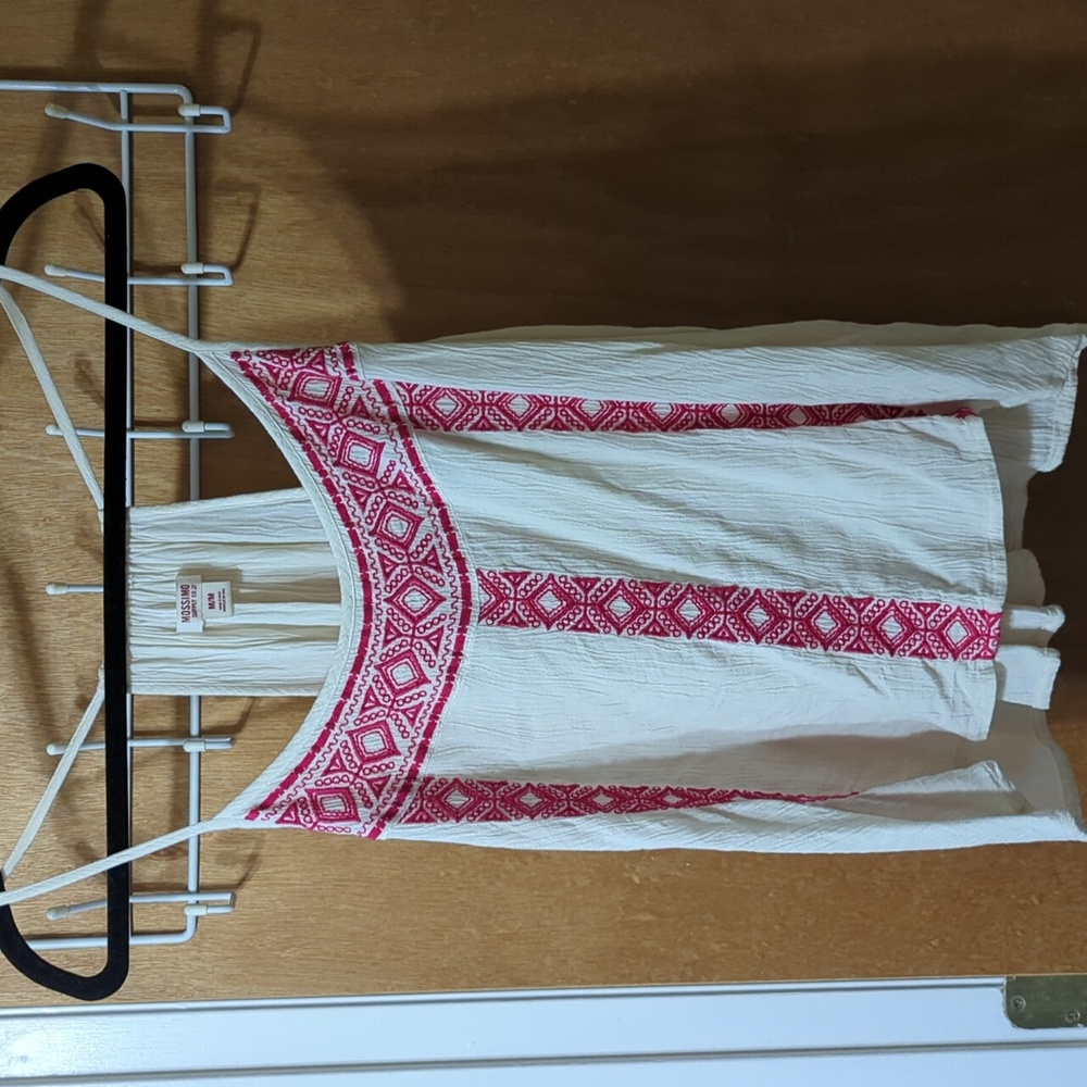 Mossimo white and pink linen tank top size medium